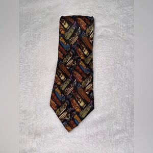 Vintage 1997 Nicole Miller Black Golf Silk Tie